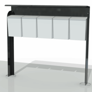 postkassestativ med 5 postkasser tomaks