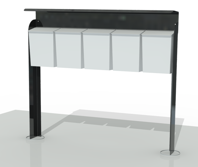 postkassestativ med 5 postkasser tomaks